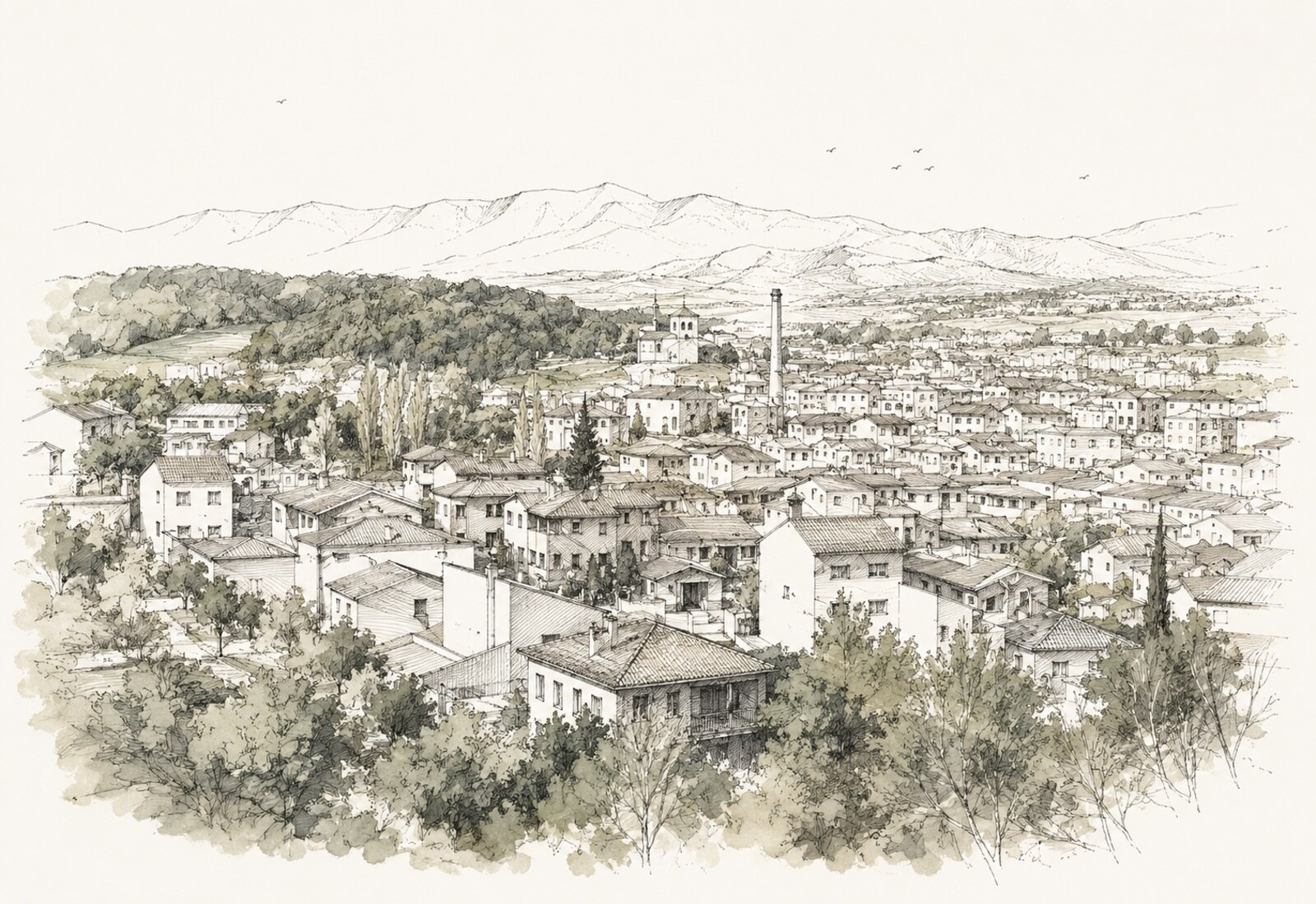 Il·lustració de Lliçà d'Amunt, nucli urbà i paisatge del Vallès Oriental